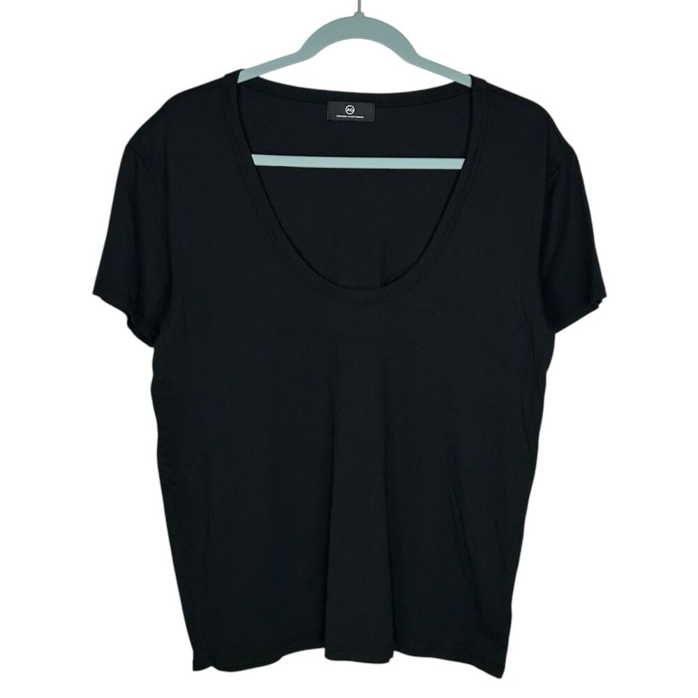 AG Adriano Goldschmied T-Shirt Womens Small Black Scoop Neck USA Tee Classic NEW
